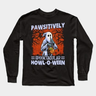 Trick or Treat Woof or Wag Funny Dog Halloween Long Sleeve T-Shirt